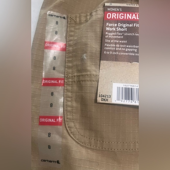 CARHARTT WOMEN'S ORIGINAL FIT Force Original Fit Ripstop Work Short Size 8 Khaki - Picture 5 of 9